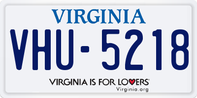 VA license plate VHU5218
