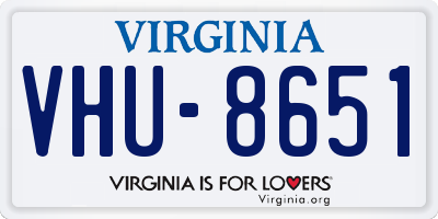 VA license plate VHU8651