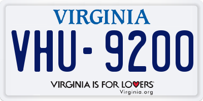 VA license plate VHU9200