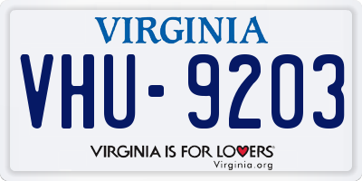 VA license plate VHU9203