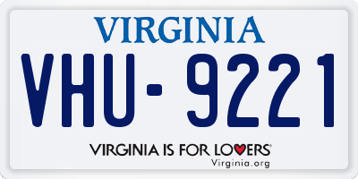 VA license plate VHU9221