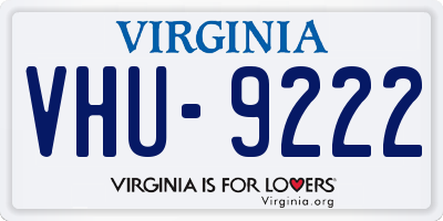 VA license plate VHU9222