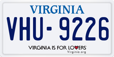 VA license plate VHU9226