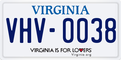 VA license plate VHV0038