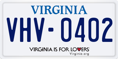 VA license plate VHV0402
