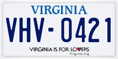VA license plate VHV0421
