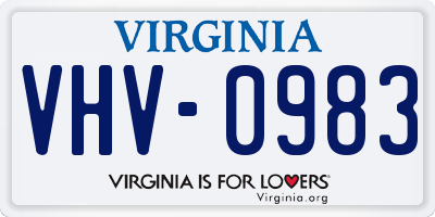 VA license plate VHV0983