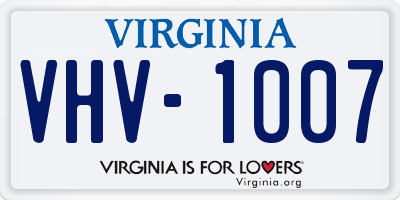 VA license plate VHV1007