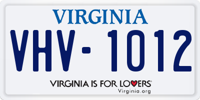 VA license plate VHV1012