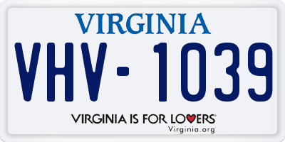 VA license plate VHV1039
