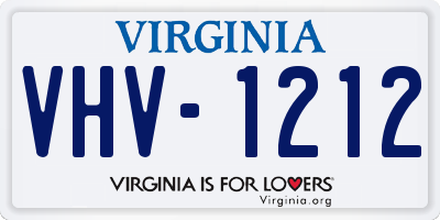 VA license plate VHV1212
