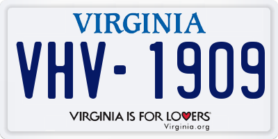 VA license plate VHV1909