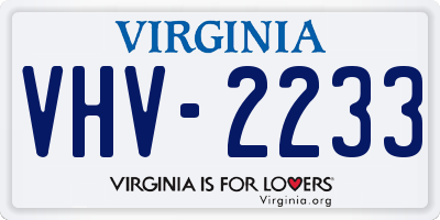 VA license plate VHV2233