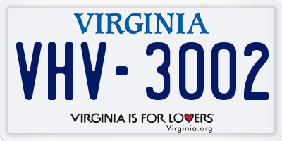 VA license plate VHV3002