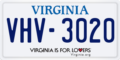 VA license plate VHV3020