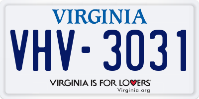 VA license plate VHV3031