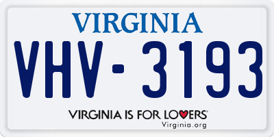 VA license plate VHV3193