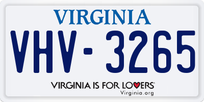 VA license plate VHV3265