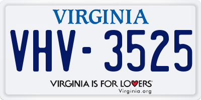 VA license plate VHV3525