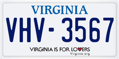 VA license plate VHV3567