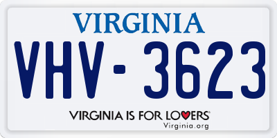 VA license plate VHV3623