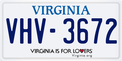 VA license plate VHV3672