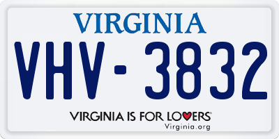 VA license plate VHV3832
