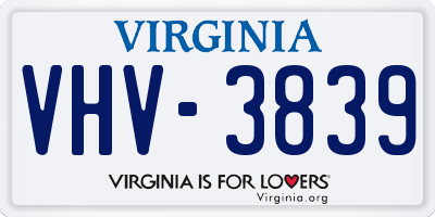 VA license plate VHV3839