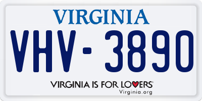 VA license plate VHV3890