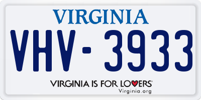 VA license plate VHV3933