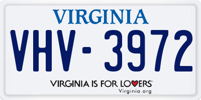 VA license plate VHV3972
