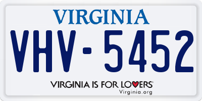 VA license plate VHV5452