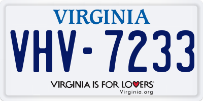 VA license plate VHV7233