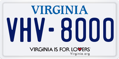 VA license plate VHV8000