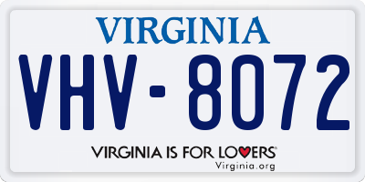 VA license plate VHV8072