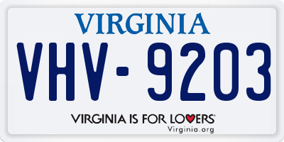 VA license plate VHV9203