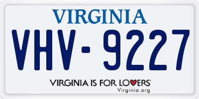 VA license plate VHV9227