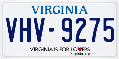 VA license plate VHV9275