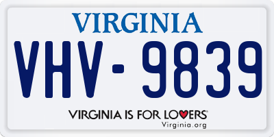 VA license plate VHV9839