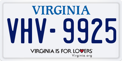 VA license plate VHV9925