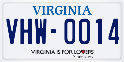 VA license plate VHW0014