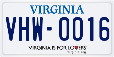 VA license plate VHW0016