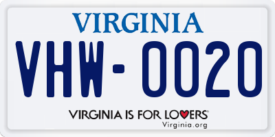 VA license plate VHW0020