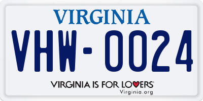 VA license plate VHW0024