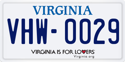 VA license plate VHW0029