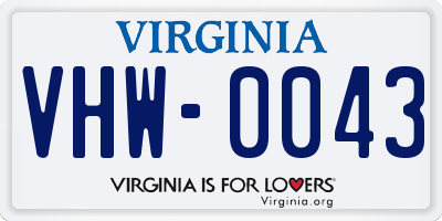 VA license plate VHW0043