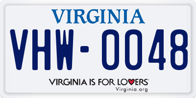 VA license plate VHW0048