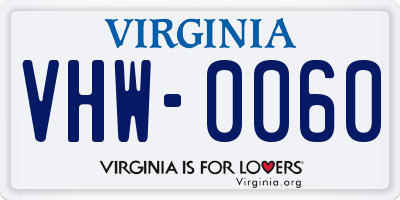 VA license plate VHW0060