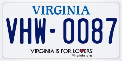 VA license plate VHW0087