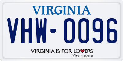 VA license plate VHW0096